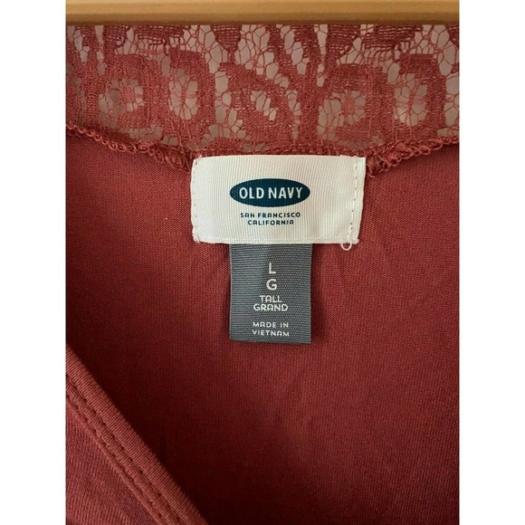 Old Navy Tunic LARGE TALL Short Sleeves Relaxed Fit Lace Detail Rust NEW - Picture 5 of 6